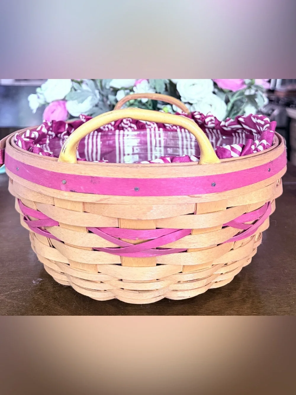 Longaberger 1999 Christmas Collection Popcorn Basket Combo Liner Protector DCS